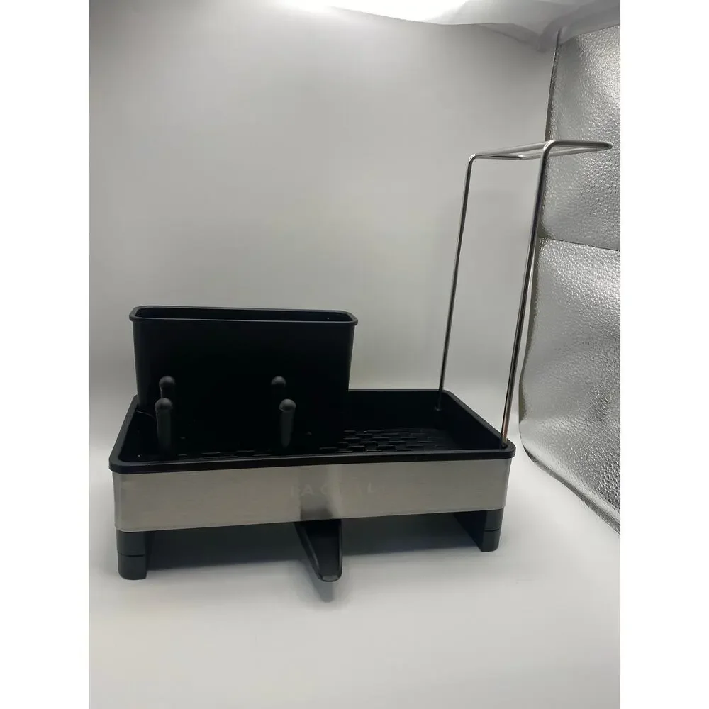 Kitchen Sink Caddy Brush & Sponge Holder, Two Towel Racks Stainless Steel